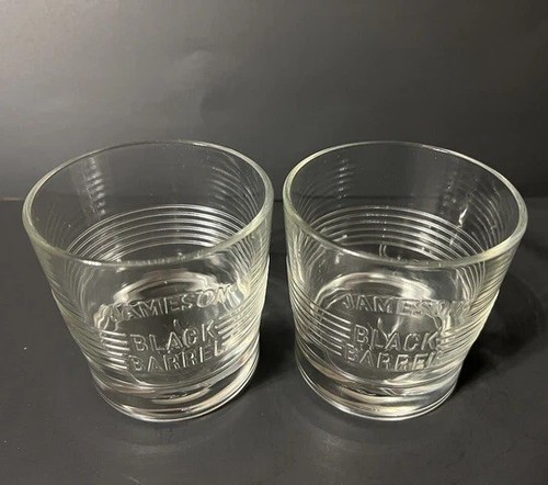 2 JAMESON BLACK BARREL IRISH WHISKEY TUMBLER GLASSES Collectible Lmtd Ed Promo - Picture 2 of 24