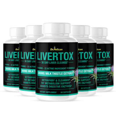 Livertox- Liver Support- 5 Bottles- 300 Capsules