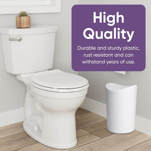 Superio Small Bathroom Trash Can with Swing Lid 6 L Plastic Mini Waste Bin - Picture 7 of 9