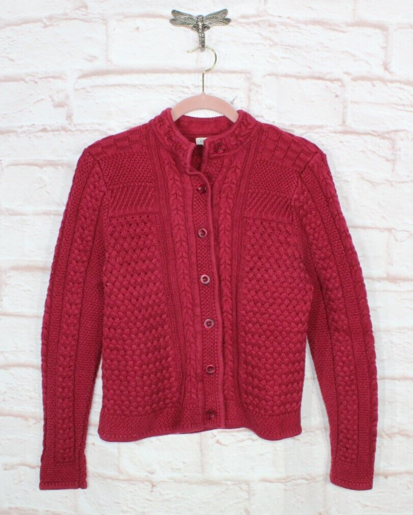 red cotton cardigan sweater