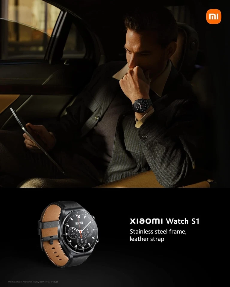 Xiaomi Watch S1 ~ Black Leather Strap - Image 4 of 4