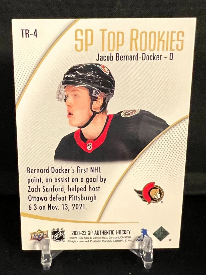 2021-22 SP Authentic Top Rookies #TR-4 Jacob Bernard-Docker - Ottawa Senators - Image 2 of 2