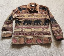 Vintage Deborah Murray Jacket Women Sz L Western Outdoor Tapestry Nature Animal