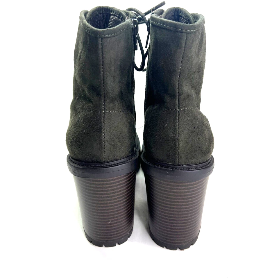 Botines de combate Soda para mujer gruesos de tacón ancho de gamuza negros con cordones talla 8 Foto 3 de 4