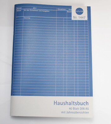 Haushaltsbuch A5 40 Blatt Haushalt Einnahmen und Ausgaben Etat Budget H  [#1447]