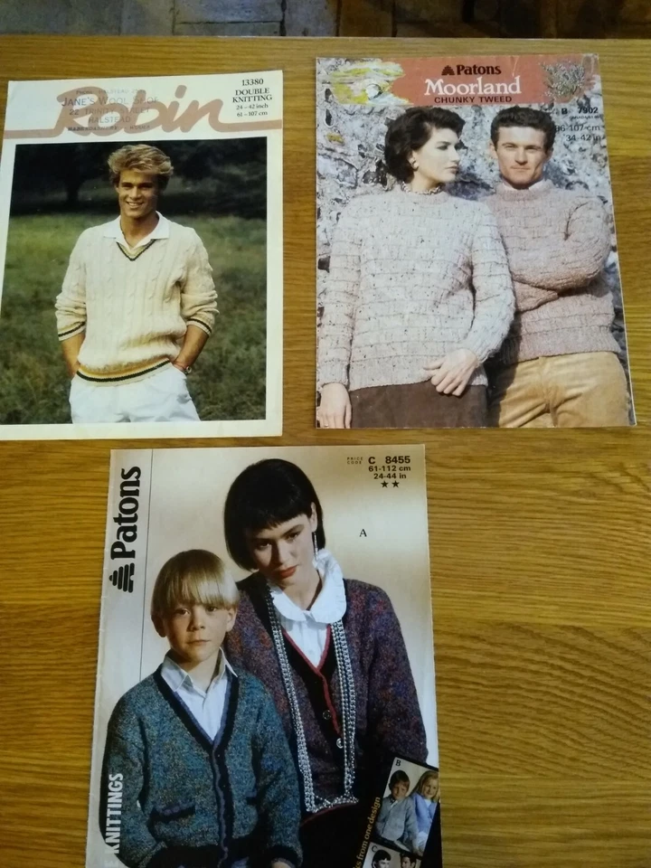 7 Vintage Family Ladies Men's Girl Boy knitting patterns, Patons King Cole Robin - Image 3 of 4