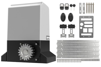 Blütezeit 1800lb 220V Automatic Sliding Gate Opener Rack Driven w/ 2 Remotes Kit
