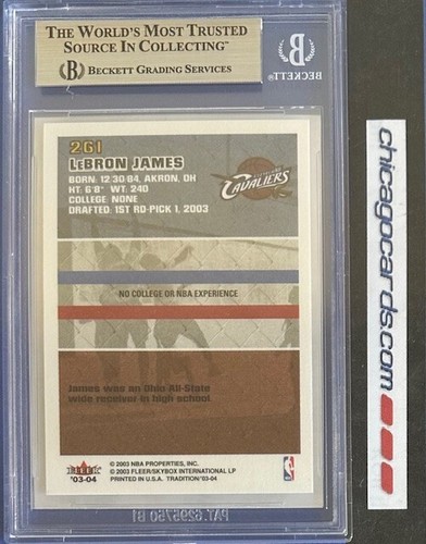BGS 8.5 Nm-Mt+ LeBron James 2003-04 Fleer Tradition Rookie RC #261 9/9.5/9.5/8 - Picture 3 of 7