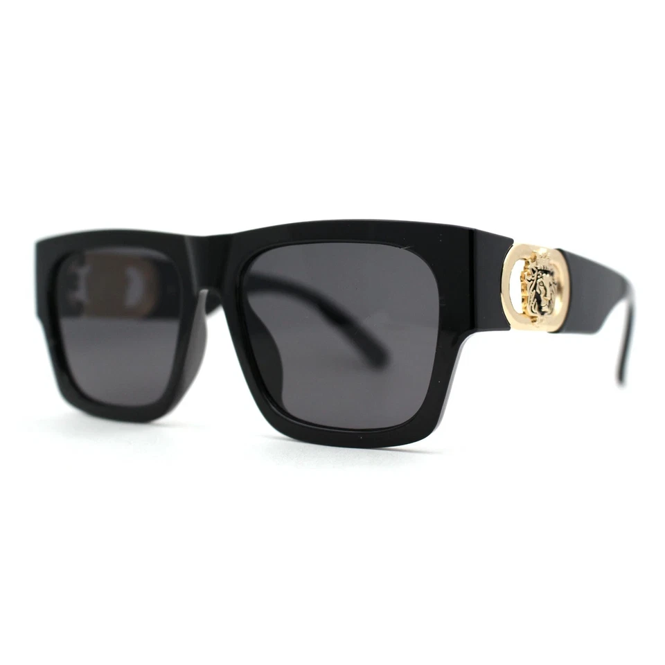Очки солнцезащитные мужские черные линзы винтажный золотой лев голова рэпер абажуры новый стиль модель - Изображение 3 из 4