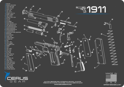 1911 Handgun PREMIUM Cleaning Mat Cerus Gear 12''x17''  