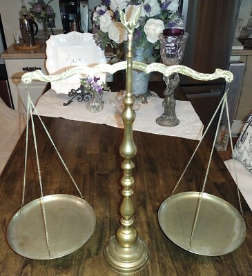 Solid Brass Balance Scale with Eagle Finial Vintage