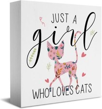 Funny Cat Sign Gifts for Lovers Desk Decor Wooden Box Multi657