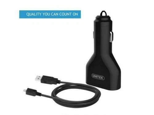 Cargador de Coche Inteligente UNITEK, QC 3.0, 42W, 3 Puertos, Adaptador USB/Cable Micro USB Foto 4 de 4