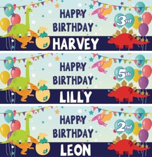2 birthday banner personalised Dinosaurs children nursery balloon kids party