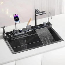 BRONCHO 29.5x18 INCH Modern Smart  Single Bowl Kitchen Sinks With Faucet