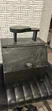 Vintage Black Shoe Valet Wood Box W German Sign Used Inside Date 1987
