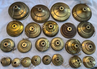 NOS 80+ Spun Brass Vase / Table Lamp Mounting / Heat Caps Angelo Brothers 1970 s