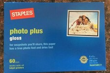 Staples Photo Plus Glossy InkJet Paper- 60 Sheets 4" x 6"-MIP-ITEM 648177