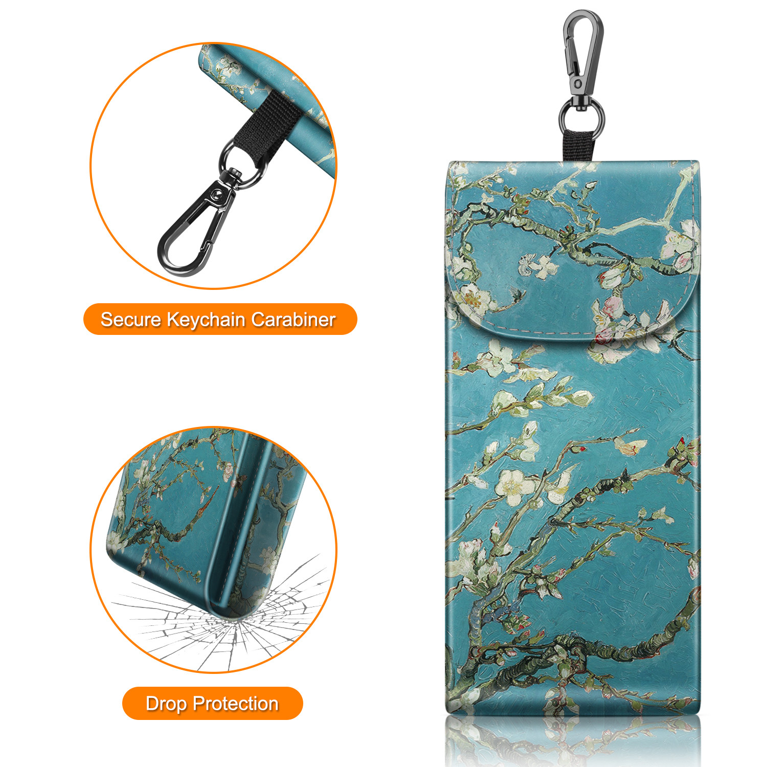 Double Glasses Case Portable Vegan Leather Eyeglass Case Pouch w