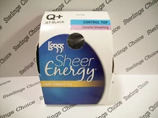 L'eggs Sheer Energy Control Top Light Support Leg Size Q+ Jet Black #91739