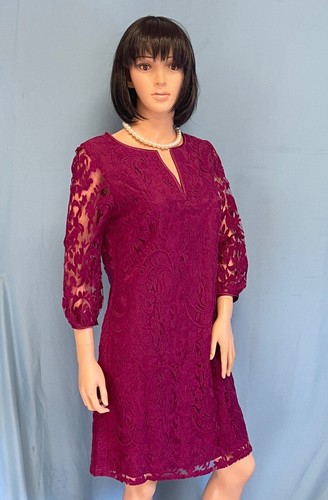 ADRIANNA PAPELL Cranberry Lace Social Dress Size 8 NWT