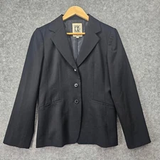 Parisian Single Breasted Blazer Women XS Black Wool Career MK MICHEL KLEIN Paris