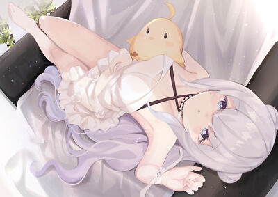 Anime girls azur lane le malin amacha lying on back blue playmat gaming mat
