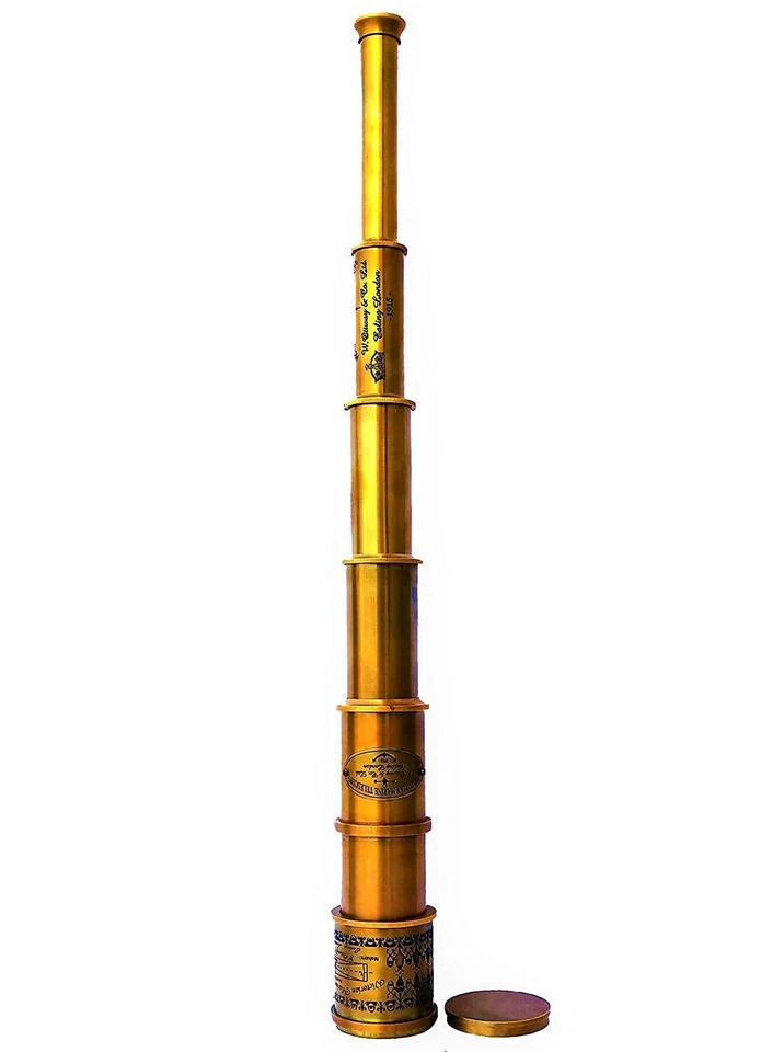 Telescopio de latón antiguo telescopio pirata naval victoriano de mano Foto 3 de 4