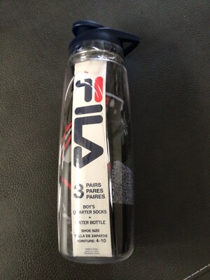 Fila Youth quarter socks - with Water bottle Shoe Size 4-10 New