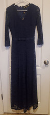 MIUSOL ~ V Neckline Lace Maxi Dress Rich Navy ~ Size SMALL
