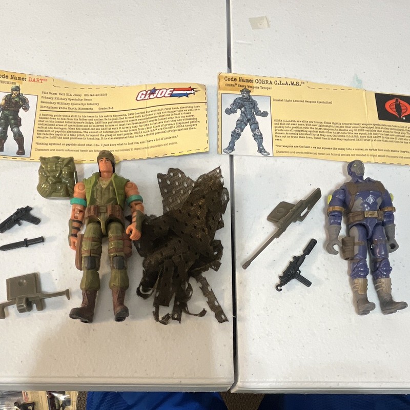G.I. Joe Dart & Cobra C.L.A.W.S. 2-Figure Mixed Lot w/ Accessories & File Cards