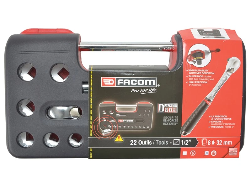Facom SL.DBOX412 1/2in Drive 12-Point Detection Box Socket Set, 22 Piece Metric  - Image 4 of 4