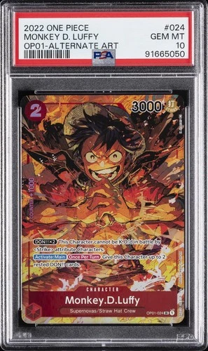 2022 ONE PIECE OP01-ROMANCE DAWN ALTERNATE ART #024 MONKEY D. LUFFY PSA 10