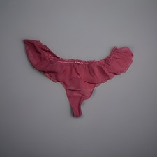 Vintage Victoria  s Secret Angels Sheer Ruffle Rare Thong Low Rise Mauve Rose New
