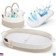 Deluxe Baby Changing Basket  Foam Pad, Unisex Moses Basket for Newborns