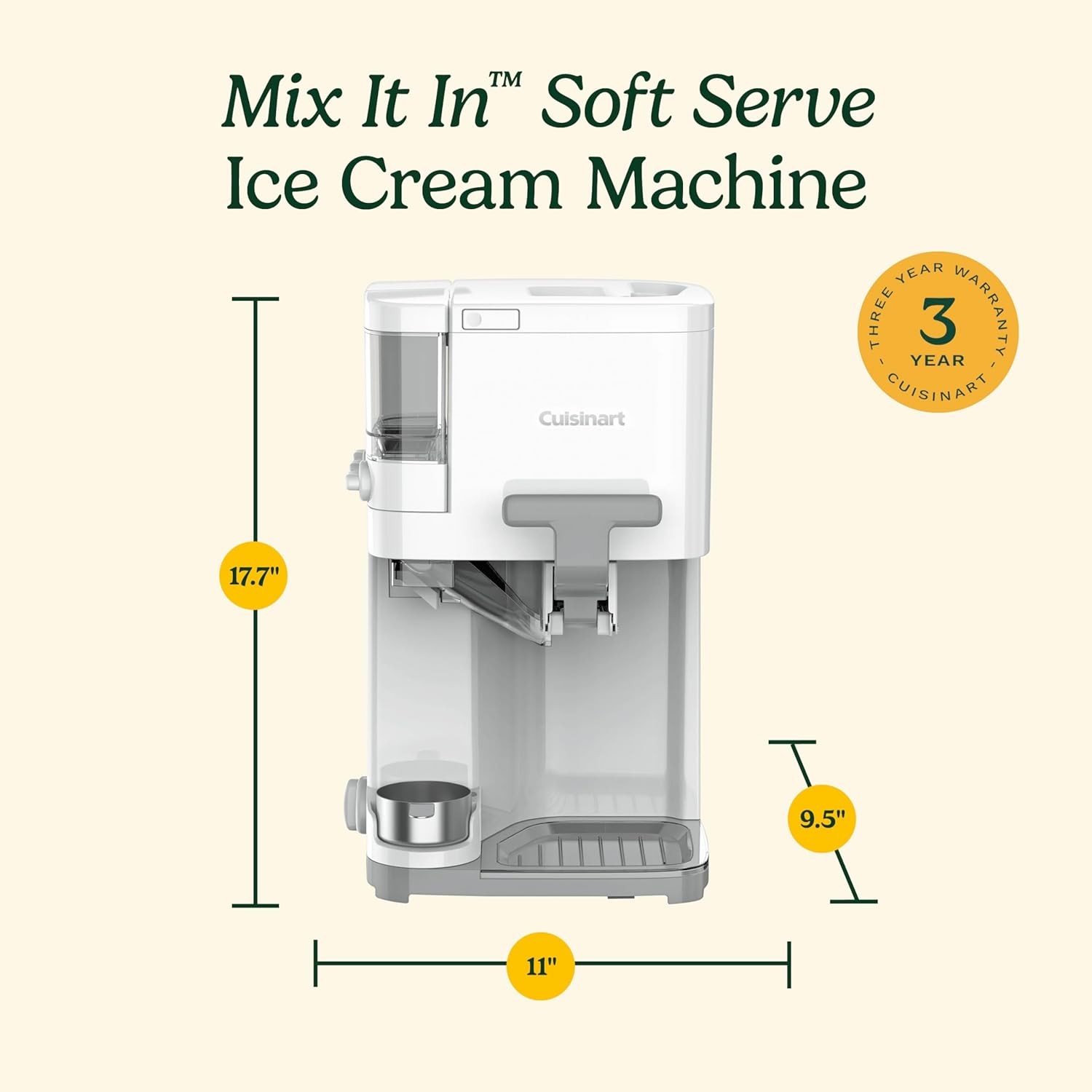 Ice Cream Maker Soft Serve Countertop Automatic Yogurt Freezer Machine