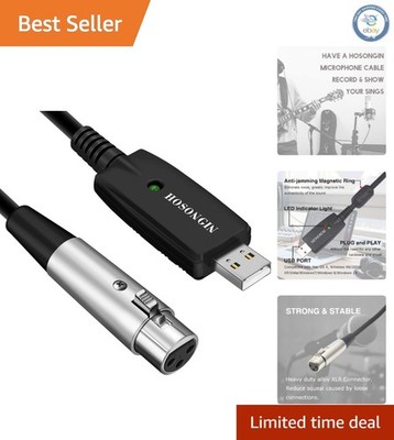 USB to XLR Audio Cable, 10FT - Ideal for Recording, Podcasting & Live Streaming