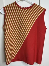 Vtg 1960’s Gino Paoli MOD Style Sleeveless Wool Knit Top Made In Italy Size 10