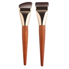 Flat Head Wooden Handle Ultra-thin Non Marking Liquid Foundation Makeup Brush