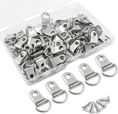 50Pcs D Ring Picture Hangers Hardware, Heavy Duty D-Rings Picture Hanging Kit wi