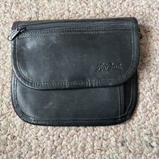 LL Bean Mini Traveler Prawdziwa skóra Czarny portfel Pasek Pętla Uchwyt na identyfikator