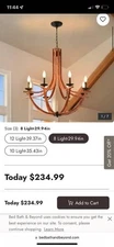 Bed Bath and Beyond- Modern Farmhouse Chandelier, Rustic Metal with wood finish