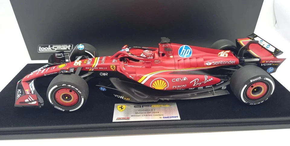 MODELLINO AUTO 1:18 F1 LOOKSMART FERRARI SF-24 #16 LECLERC WINNER MONACO GP 2024 - Immagine 4 di 4