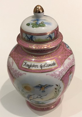 Vintage Kingfishers The Leonardo Collection Rosa, Gold Feinporzellan Vase + Deckel