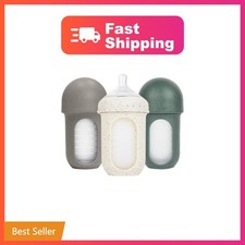 Boon Nursh Silicone Baby Bottles - Speckle Green - 8 Oz - 3 Count  100 Food...