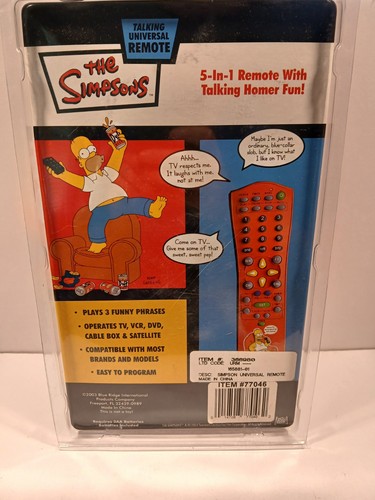 The Simpsons Homer Talking Universal Remote TV VCR DVD Red Controller - Picture 2 of 2