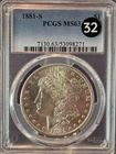 1881-S MORGAN DOLLAR, PCGS MS-63, ORIGINAL WHITE, CHOICE, FROSTY & LUSTROUS! #32