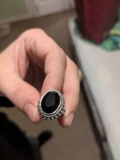 Black Spinel oval cut Ring