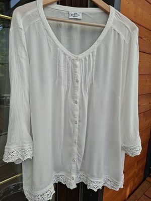 Damen leichte Sommer Bluse mit Spitze von G.Benotti, gr.42, weiss