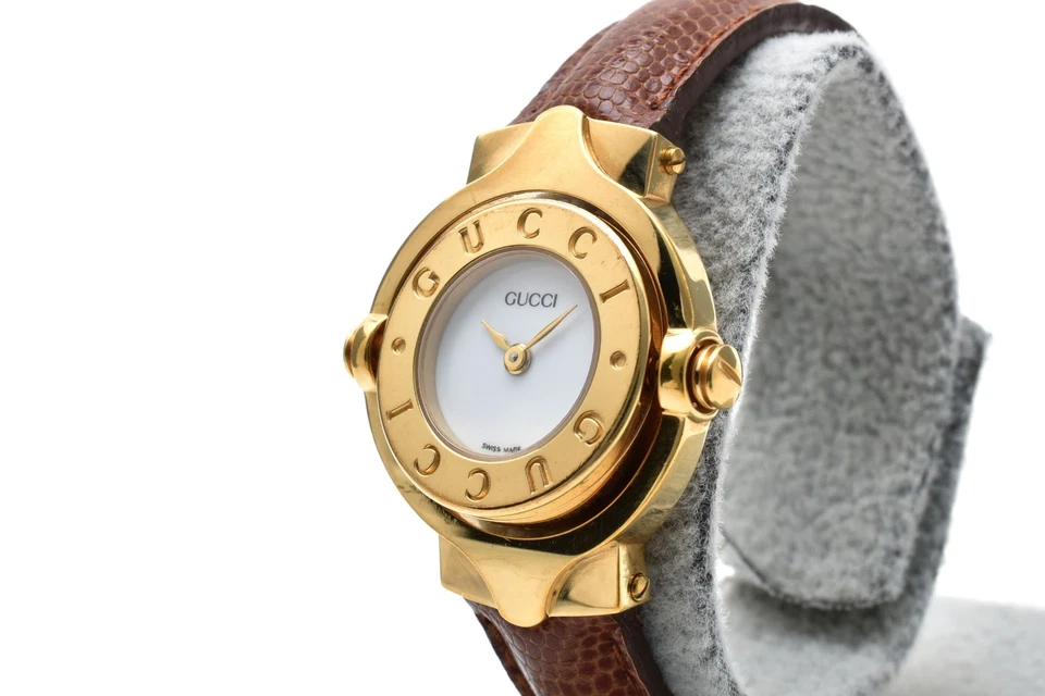 Reloj pulsera vintage [casi como nuevo] GUCCI 6600L esfera blanca cuarzo dorado para mujer Foto 4 de 4